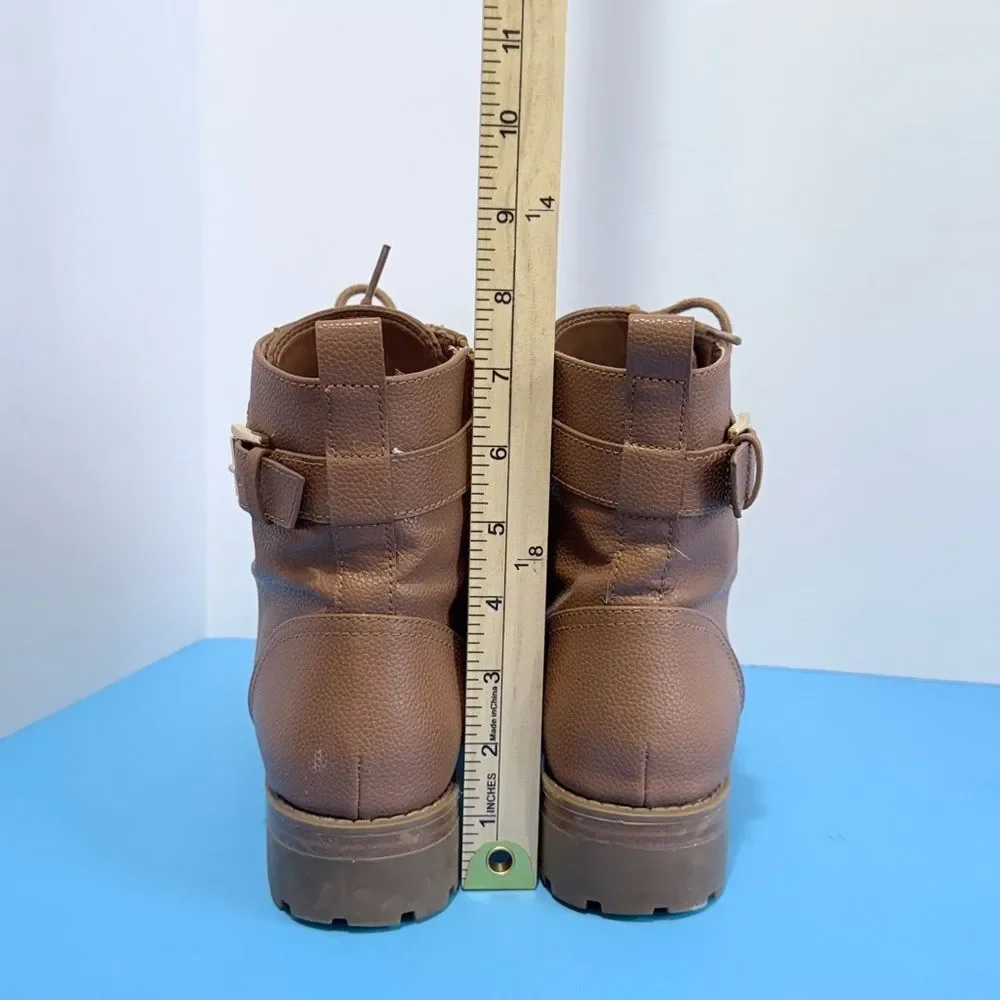 Michael Kors Kincaid leather combat bootie in the luggage color Size Women 8.5M